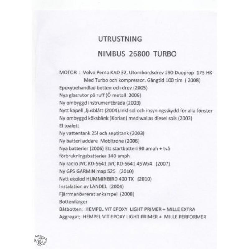 Motorbåt Nimbus 26800 Turbo